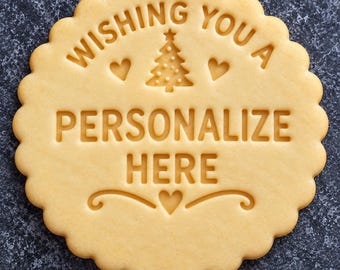 Personalized Christmas Cookie Stamp & Cutter | Custom Name Holiday Baking Gift (3D Printed)