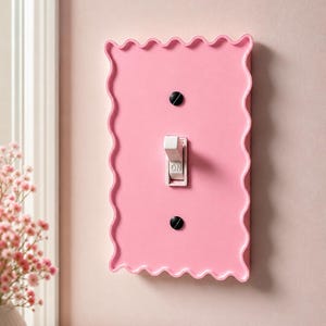 Placa de interruptor de luz ondulada con bordes festoneados – Decoración para el hogar impresa en 3D (Interruptor individual)