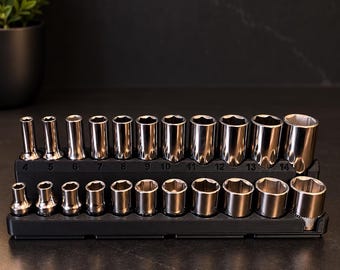 Gridfinity 1/4" Metric Socket Holder – 3D Printed Tool Organizer