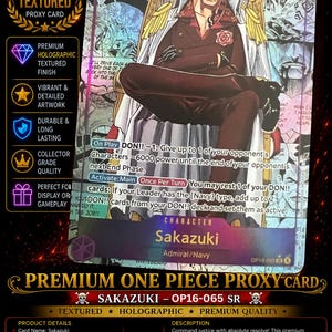Carte proxy manga Sakazuki OP16-065 SR : Admiral Navy Marine holographique texturé (une pièce)