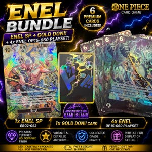 Enel Bundle Proxy Card Set | Enel SP EB02-052 + Gold Don + 4x OP15-060 Enel Playset | Textured Holographic Anime Fan Art