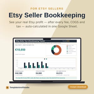 Etsy Seller Bookkeeping Spreadsheet - Profit & Tax Tracker, Fee Breakdown, COGS Calculator, Google Sheets and Excel