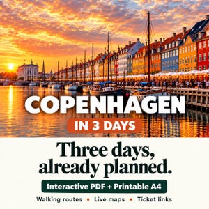 Copenhagen in 3 Days Travel Guide PDF ( 3-Day Itinerary, Interactive Maps, Transport Info & Ticket Links)