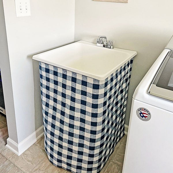 Pedestal Sink Skirt / Sink Curtain Skirt / Bathroom Sink Skirt - Under Sink Curtain Bathroom Decor Home Decor - Laundry Sink / Utility Sink