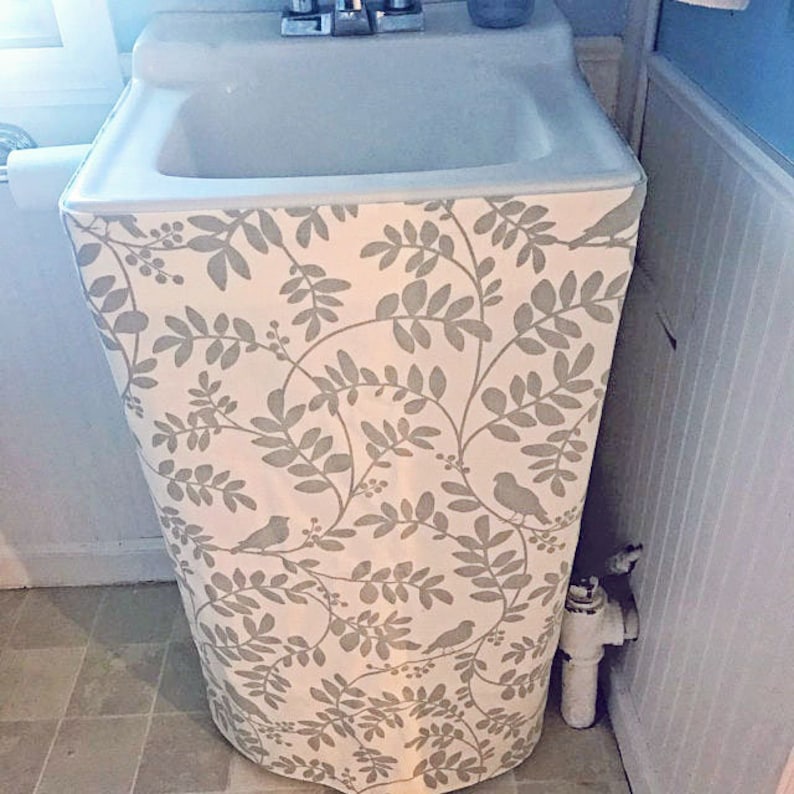 Pedestal Sink Skirt / Sink Curtain Skirt / Bathroom Sink Skirt Etsy