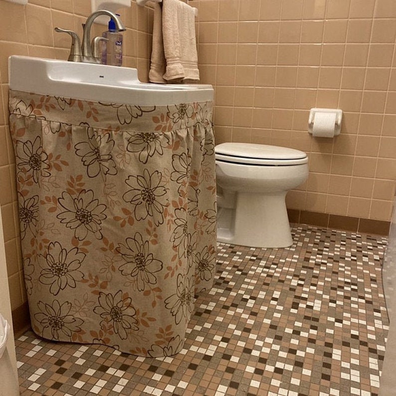 Pedestal Sink Skirt / Sink Curtain Skirt / Bathroom Sink Skirt | Etsy