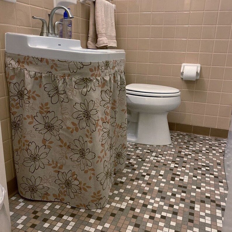 Pedestal Sink Skirt / Sink Curtain Skirt / Bathroom Sink Skirt Etsy
