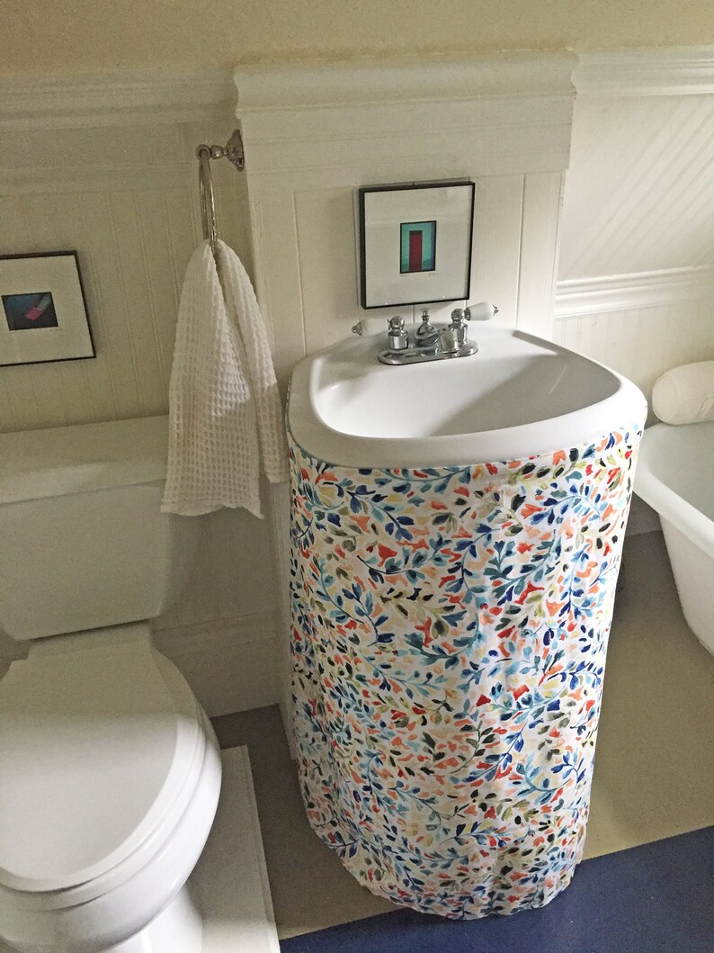 Pedestal Sink Skirt / Sink Curtain Skirt / Bathroom Sink Skirt Etsy