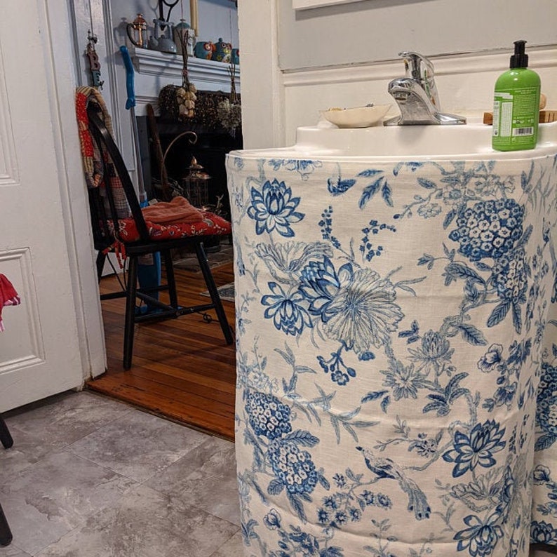Pedestal Sink Skirt / Sink Curtain Skirt / Bathroom Sink Skirt Etsy