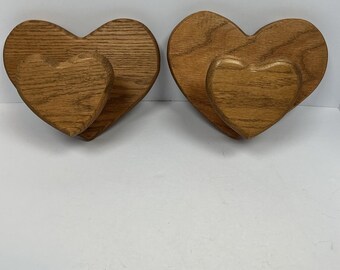 2 - Vintage Wood Wall Quilt Holder Heart  Rustic Farmhouse Cottagecore
