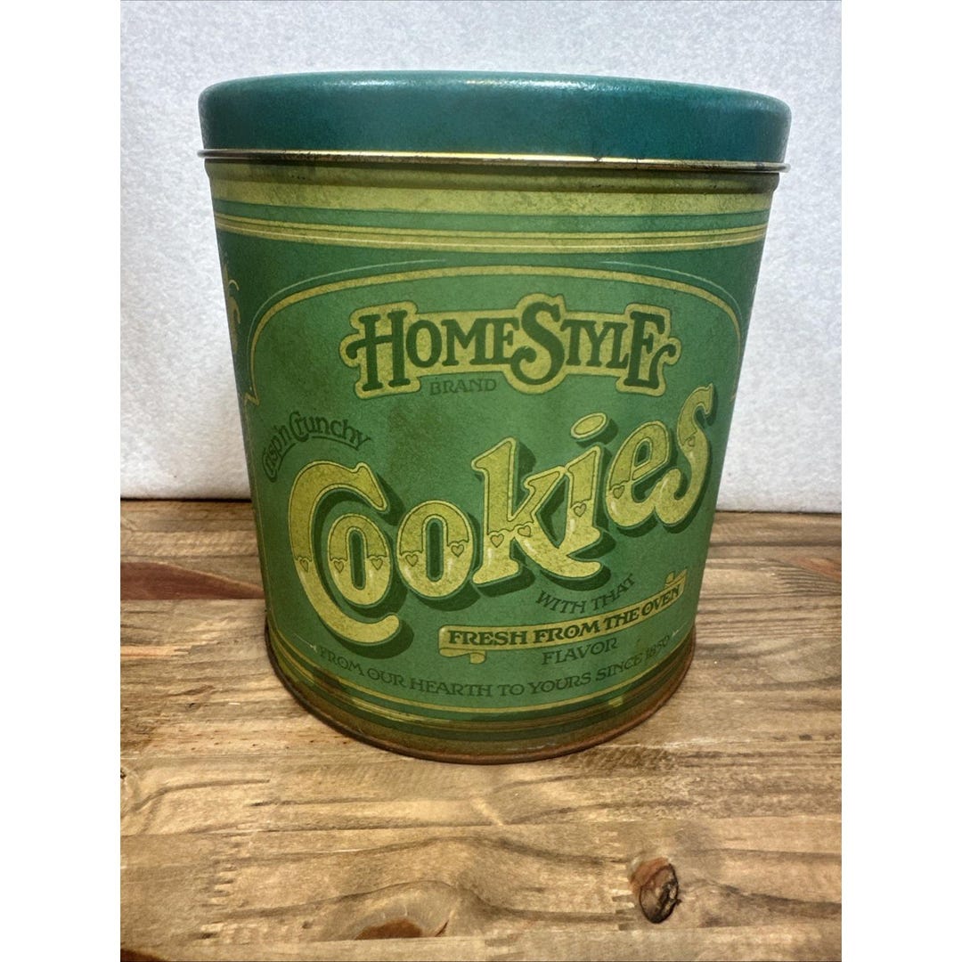 Vintage Homestyle Brand Cookies Tin Collectible Canister Home Style Can ...