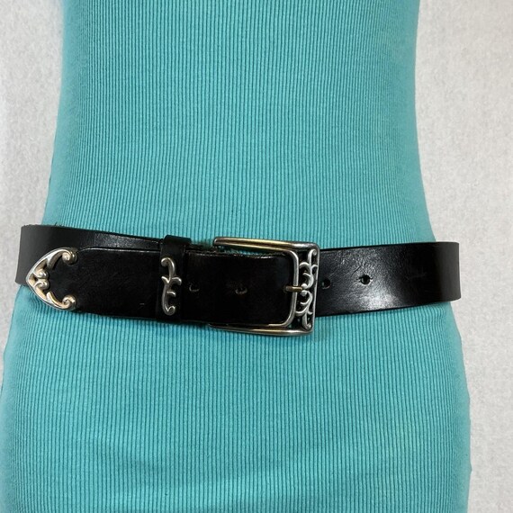 The Limited Vintage Brown Leather Belt Size Small Vintage The Limited Genuine Brown Leather Beaded Belt Womens  main image 3