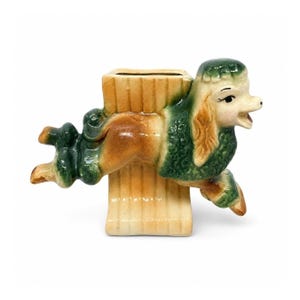 Vintage Poodle Dog Planter Marked  Ceramic Fashions by O.P. CO Pencil Holder