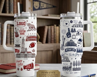 Personalized School Spirit Tumbler, Custom Name College Team Travel Mug, University Logo and Mascot Customizable Cup, Graduation Gift