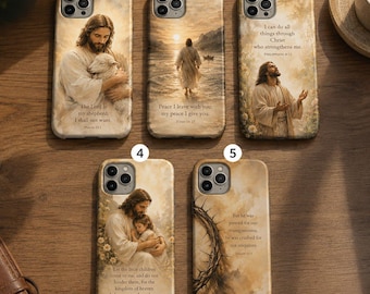Christian Jesus iPhone Case, Bible Verse Phone Case, Jesus Shepherd Phone Cover, Faith Based Gift, Religious Watercolor iPhone Case