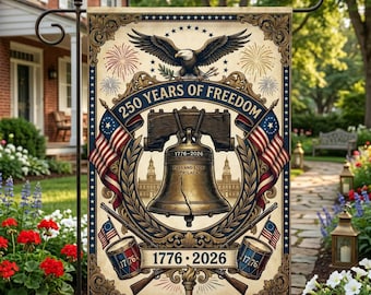 250 Years Of Freedom Garden Flag, Patriotic American Flag Decor, Liberty Bell Outdoor Banner, 4th Of July Yard Decoration, USA Independence