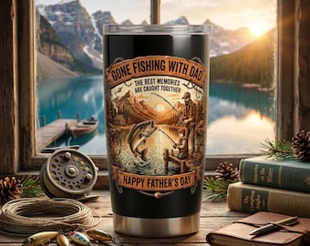 Fishing Dad Tumbler, Gone Fishing With Dad Travel Mug, Father's Day Fishing Gift, Personalized Fisherman Tumbler, Dad Fishing Cup