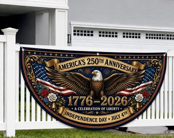America 250th Anniversary Fence Banner, Patriotic Independence Day Decor, 1776-2026 Liberty Celebration Eagle Flag