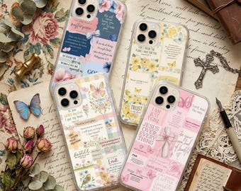 Christian Bible Verse Phone Case, Floral Scripture iPhone Case, Faith Inspired Phone Cover,Religious Gift for Women,Aesthetic Christian Case