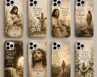 Funda cristiana para teléfono, funda de Jesús para iPhone, funda con versículo bíblico para teléfono, funda de fe para teléfono, regalo religioso para mujeres y hombres.