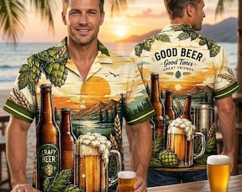 Beer Hawaiian Shirt, Beer Lover Aloha Shirt, Brewery Hawaiian Shirt, BeerTropical Button Up, Oktoberfest Beer Shirt, Beer Drinker Gift