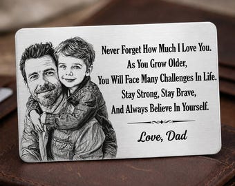 Personalized Dad and Son Wallet Insert Card, Custom Father Son Gift, Engraved Wooden Memorial Style Sign, Father’s Day Gift