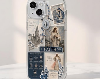 Catholic Faith Phone Case, Personalized Jesus and Mary Case, Religious Cross and Sacraments Design, Christian Spiritual Phone Cover