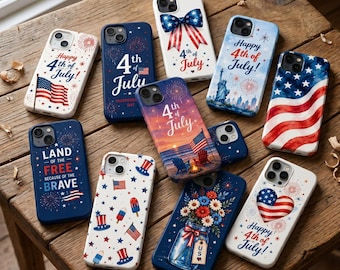American Beauty Phone Case Collection, Patriotic iPhone Case, Floral Bow Lighthouse Cherry Americana Cover, Fourth of July Phone Case