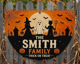 Personalized Halloween  Bunting Flag , Custom Haunted House Yard Flag, Family Name Outdoor Decor, Pumpkin Trick or Treat Flag