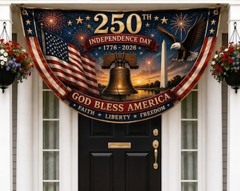 USA 250th Anniversary Patriotic Fan Flag, America 1776-2026 Porch Decor, God Bless America Christian Banner, Fourth of July Decor