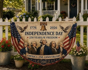 America 250th Anniversary Bunting Banner, Patriotic Porch Decor, USA 1776-2026 Semiquincentennial Fence Flag, Fourth of July Decor