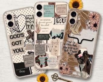 Funda para teléfono cristiana, funda para iPhone con versículo bíblico, funda para teléfono con la fe de Jesús, ora más, preocúpate menos, funda para teléfono cristiana occidental