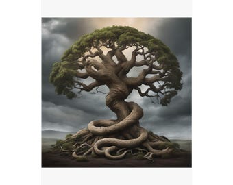 Lámina artística de Yggdrasil de la mitología nórdica / Arte mural del árbol del mundo / Póster vikingo celta / Decoración de fantasía oscura