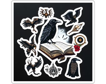 Haunted Library Witch Sticker Sheet | Dark Academia Gothic Die Cut Pack | Spooky Book Lover Decals