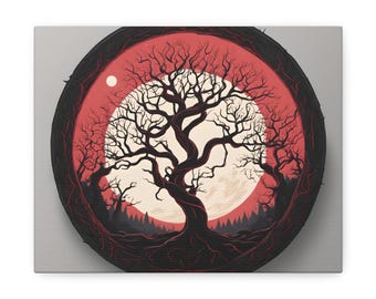 Dark Forest Wall Art | Gothic Witch Canvas Print | Enchanted Twisted Tree Decor for Moody Rooms