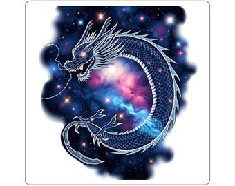 Adesivo recortado do Zodíaco Dragão Celestial | Decalque de vinil astrológico do espaço galáctico | Arte do signo da serpente cósmica