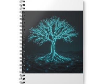 Caderno espiral de código aberto | Diário de programação para desenvolvedores Linux | Estética Git com terminal escuro | Presente para programadores