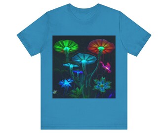 Regata botânica bioluminescente | Moda urbana bruxaria da natureza sombria | Camiseta gótica oculta unissex