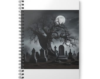Cuaderno espiral de regalo para programadores / Diario de programación gótico para desarrolladores / Planificador de programación estilo Dark Academia con calaveras