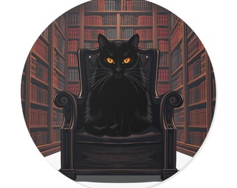 Affiche Chat Monstres Littéraires | Décoration Murale Gothique pour Amoureux des Livres | Poster Chat Sorcière Dark Academia