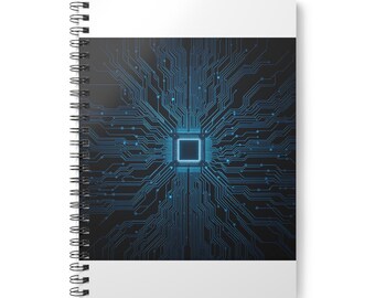 Carnet à spirale d'architecture système | Journal de programmation pour développeurs | Esthétique de circuit imprimé sombre