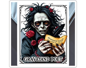 Graveyard Poet Parody Trading Card Sticker Sheet | Gross-Out Dark Romance Collector Cards