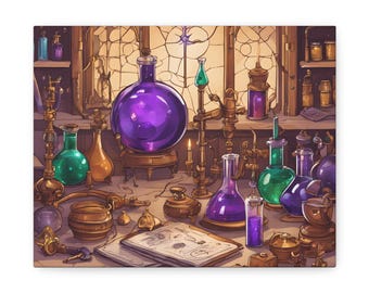 Lámina decorativa de laboratorio de alquimista / Póster gótico oscuro de estilo ocultista / Decoración de boticario de brujas