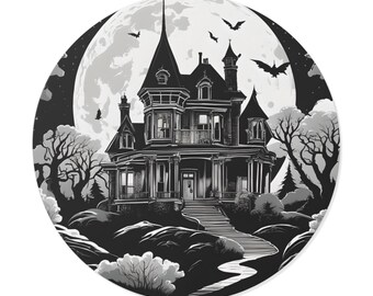 Halloween Haunted Mansion Poster Print | Spooky Gothic House Wall Art | Dark Victorian Horror Decor