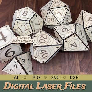 100mm Polyhedral Wooden Dice FILES, Full Set | DIGITAL FILES for laser cutting