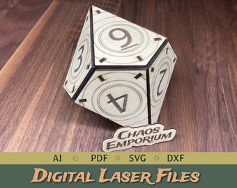 8 inch Giant Dodecahedron D10 FILES | DIGITAL files for Laser Cutting | pdf, dxf, ai, svg |  2.6mm, 3mm, 4mm, 5mm, 6mm, 1/8" |D100 Decader