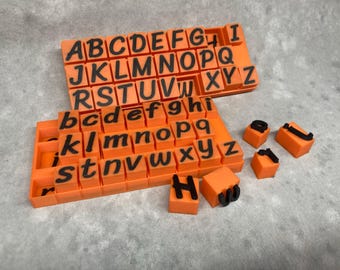 17mm Alphabet Stamps, "Sriracha" Font in RANDOM COLOR, 3D Printed - Good for Ceramic, Polymer Clay, Soap, Etc.