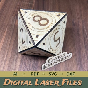 70mm Giant D8 FILES | DIGITAL files for Laser Cutting | pdf, dxf, ai, svg | works with 2.6mm, 3mm, 4mm, 5mm wood