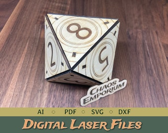 70mm Giant D8 FILES | DIGITAL files for Laser Cutting | pdf, dxf, ai, svg | works with 2.6mm, 3mm, 4mm, 5mm wood