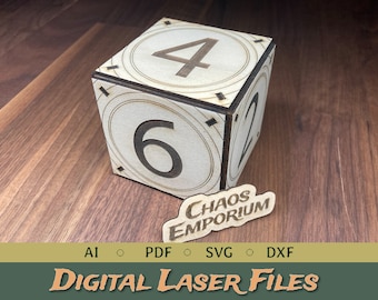 70mm Giant D6 FILES | DIGITAL files for Laser Cutting | pdf, dxf, ai, svg | works with 2.6mm, 3mm, 4mm, 5mm wood